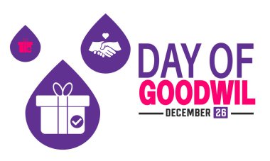 26 Aralık İyi Niyet Günü arka plan şablonu. Tatil konsepti. Arkaplan, pankart, afiş, yazı içeren poster tasarımı, standart sosyal medya postası için uygun. vektör illüstrasyonu.