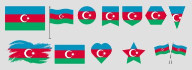 Azerbaycan bayrağını popüler şekiller ve fırçalarla dizayn et. Azerbaycan bayrak vektör illüstrasyonu