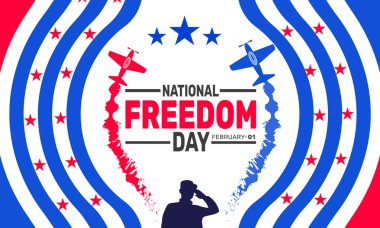 Şubat, Ulusal Özgürlük Günü 'nün arka plan şablonu. Afişler, kartlar, posterler ve sosyal medya için mükemmel. Profesyonel görünüm için metin yazımı ve klasik renk içeren vektör tasarımı