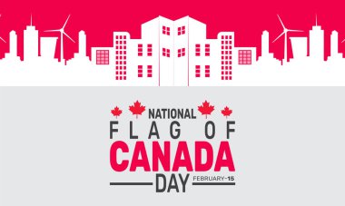 february is national flag of canada day background template. Perfect for banners, cards, posters, social media. Vector design with text inscription and classic color for a professional look clipart