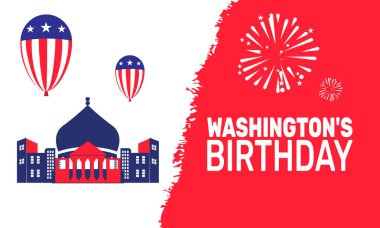 February is Washington's Birthday or Presidents Day background template. perfect for USA Flag banners, cards, posters, social media design with text and classic color for a professional look clipart