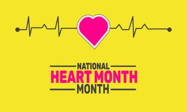 Şubat, Ulusal Kalp Ayı 'nın arka plan şablonu. Afişler, kartlar, posterler ve sosyal medya için mükemmel. Profesyonel görünüm için metin yazımı ve klasik renk içeren vektör tasarımı