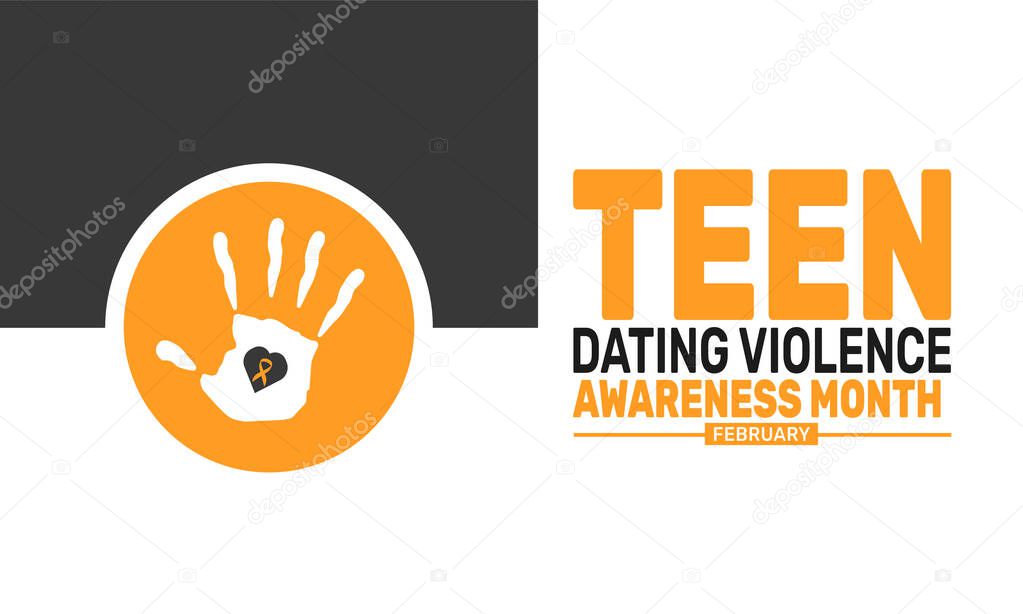 National Teen Dating Violence Awareness and Prevention Month background template. Perfect for banners, cards, posters, and social media. Vector design with text inscription and classic color for