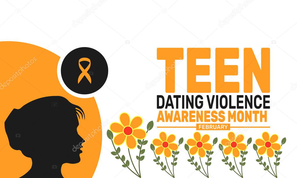 National Teen Dating Violence Awareness and Prevention Month background template. Perfect for banners, cards, posters, and social media. Vector design with text inscription and classic color for