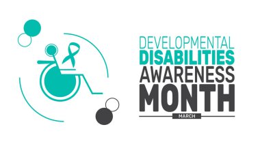 March, Gelişim Engellileri Ayıdır. Bu tatil temalı tasarım arka planlar, afişler, tebrik kartları, yazılı posterler, klasik sosyal medya paylaşımları için mükemmel. vektör
