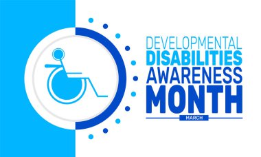 March, Gelişim Engellileri Ayıdır. Bu tatil temalı tasarım arka planlar, afişler, tebrik kartları, yazılı posterler, klasik sosyal medya paylaşımları için mükemmel. vektör