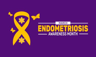 Mart Endometriyozis Farkındalık Ayı. Bu tatil temalı tasarım arka planlar, afişler, tebrik kartları, yazılı posterler, klasik sosyal medya paylaşımları için mükemmel. vektör illüstrasyonu
