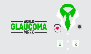 Dünya Glaukoma Haftası. Bu tatil temalı tasarım arka planlar, afişler, tebrik kartları, yazılı posterler, klasik sosyal medya paylaşımları için mükemmel. Vektör illüstrasyonu.