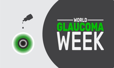 Dünya Glaukoma Haftası. Bu tatil temalı tasarım arka planlar, afişler, tebrik kartları, yazılı posterler, klasik sosyal medya paylaşımları için mükemmel. Vektör illüstrasyonu.