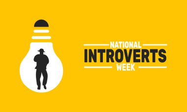 Ulusal İçe dönükler Haftası. Bu tatil temalı tasarım özgeçmiş, şablon, afişler, tebrik kartları, yazılı posterler ve sosyal medya paylaşımları için mükemmeldir. Vektör illüstrasyonu.