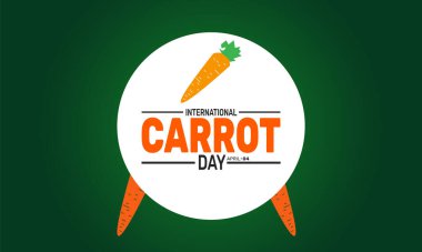 Uluslararası Havuç Günü. Tatil konsepti. Pankart, arkaplan, tebrik kartı, metin yazımlı poster tasarım şablonu, standart sosyal medya postası için uygun.