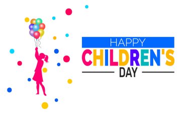 Nisan Mutlu Çocuklar Günü 'dür. Tatil konsepti. Pankart, arkaplan, tebrik kartı, metin yazımlı poster tasarım şablonu, standart sosyal medya postası için uygun.