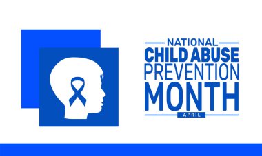 Nisan, Ulusal Çocuk İstismarı Ayıdır. Tatil konsepti. Pankart, arkaplan, tebrik kartı, metin yazımlı poster tasarım şablonu, standart sosyal medya postası için uygun.