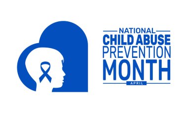 Nisan, Ulusal Çocuk İstismarı Ayıdır. Tatil konsepti. Pankart, arkaplan, tebrik kartı, metin yazımlı poster tasarım şablonu, standart sosyal medya postası için uygun.