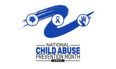 Nisan, Ulusal Çocuk İstismarı Ayıdır. Tatil konsepti. Pankart, arkaplan, tebrik kartı, metin yazımlı poster tasarım şablonu, standart sosyal medya postası için uygun.