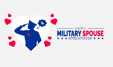 Askeri Eş Takdir Günü. Tatil konsepti. Arkaplan Şablonu, pankart, pankart, kartlar, poster tasarım şablonu, metin yazımlı Klasik Sosyal Medya Postası için mükemmel.