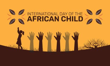 Afrikalı Çocuğun Uluslararası Günü. 16 Haziran. Tatil konsepti, arka plan için mükemmel, afişler, kartlar, posterler, ve yazılı sosyal medya tasarımı ve profesyonel bir sanatçı için klasik renk