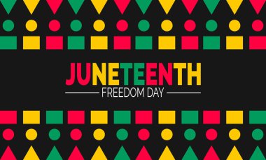 Haziran Özgürlük Günü 'nde. 19 Haziran Özgürlük Günü Konsepti, Kutlama Posteri, Haziran Sancakları, Kartlar, Sosyal Medya Postası veya Arkaplan Tasarım İlham Vektörü İllüstrasyonu