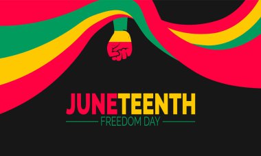 Haziran Özgürlük Günü 'nde. 19 Haziran Özgürlük Günü Konsepti, Kutlama Posteri, Haziran Sancakları, Kartlar, Sosyal Medya Postası veya Arkaplan Tasarım İlham Vektörü İllüstrasyonu