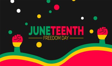 Haziran Özgürlük Günü 'nde. 19 Haziran Özgürlük Günü Konsepti, Kutlama Posteri, Haziran Sancakları, Kartlar, Sosyal Medya Postası veya Arkaplan Tasarım İlham Vektörü İllüstrasyonu