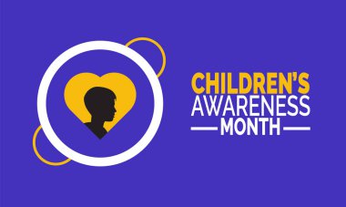 Çocukların Farkındalık Ayı. Çocuk Güvenliği Posteri, Farkındalık Afişi, Sosyal Medya Postası, Eğitim Kartları ve Arkaplan Tasarım İllüstrasyonu