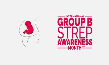 Uluslararası Grup B Strep Farkındalık Ayı. Temmuz Sağlık Kampanyası Afişi, Tıbbi Farkındalık Tasarımı