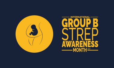 Uluslararası Grup B Strep Farkındalık Ayı. Temmuz Sağlık Kampanyası Afişi, Tıbbi Farkındalık Tasarımı