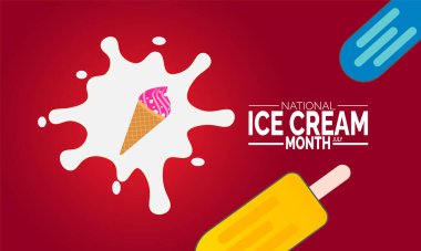 Ulusal Dondurma Ayı arka plan illüstrasyonu. Tatil konsepti. Profesyonel illüstrasyon tasarımı ile arkaplan, pankart, kart ve poster tasarım şablonu için kullan