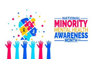 Ulusal Azınlık Akıl Sağlığı Bilinci Ay arkaplan illüstrasyonu. Tatil konsepti. Profesyonel resimli arkaplan, pankart, kart ve poster tasarım şablonu için kullan