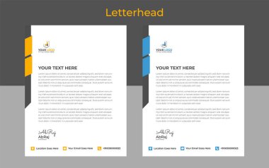 İş antetli antetli şablon, profesyonel yaratıcı antetli tasarım şablonu mavi, kırmızı, yeşil, sarı renkli. modern temiz antet tasarımı şablon tasarımı.