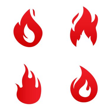 Ateş Vektörü şablonu seti, odun logo vektör çizimi