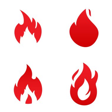 Ateş Vektörü şablonu seti, odun logo vektör çizimi