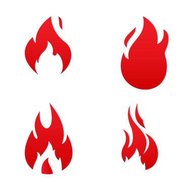 Ateş Vektörü şablonu seti, odun logo vektör çizimi