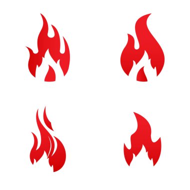 Ateş Vektörü şablonu seti, odun logo vektör çizimi