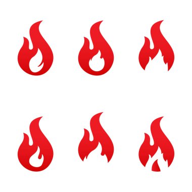 Ateş Vektörü şablonu seti, odun logo vektör çizimi