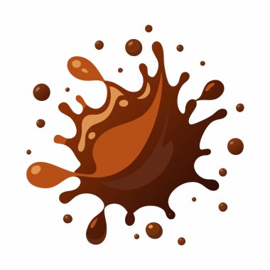 Çikolata küçük damlalar ve kıvrımlı akıntılarla sıçrar.