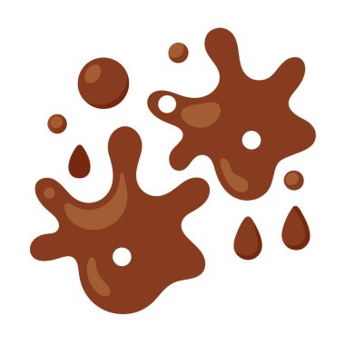 Çikolata küçük damlalar ve kıvrımlı akıntılarla sıçrar.