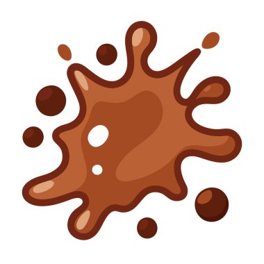 Çikolata küçük damlalar ve kıvrımlı akıntılarla sıçrar.