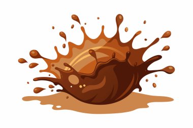 Çikolata küçük damlalar ve kıvrımlı akıntılarla sıçrar.