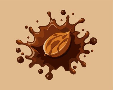 Çikolata küçük damlalar ve kıvrımlı akıntılarla sıçrar.