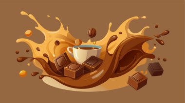 Erimiş siyah çikolata damlaları, sıcak kahve ve süt karışımı.