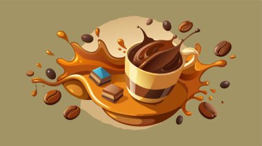 Erimiş siyah çikolata damlaları, sıcak kahve ve süt karışımı.