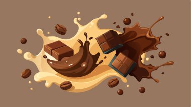 Erimiş siyah çikolata damlaları, sıcak kahve ve süt karışımı.