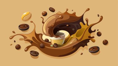 Erimiş siyah çikolata damlaları, sıcak kahve ve süt karışımı.