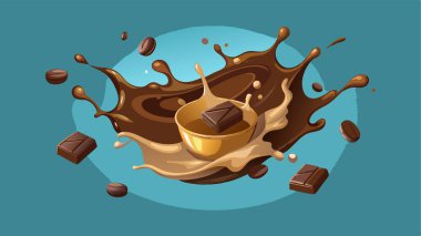 Erimiş siyah çikolata damlaları, sıcak kahve ve süt karışımı.