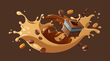 Erimiş siyah çikolata damlaları, sıcak kahve ve süt karışımı.