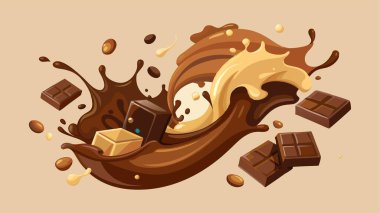 Erimiş siyah çikolata damlaları, sıcak kahve ve süt karışımı.