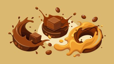 Erimiş siyah çikolata damlaları, sıcak kahve ve süt karışımı.