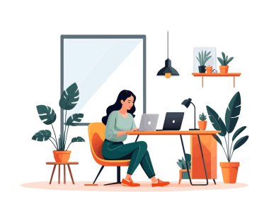 Uzak çalışma bağımsız modern düz illüstrasyon, sancak veya iniş web sayfası için serbest konsept