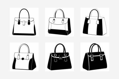Şık bir tasarım el çantası siluet vektör sanatı, kadın ve kız modası için mükemmel. Moda tasarım projeleri, baskılar ve aksesuarlarda dijital kullanım için ideal.